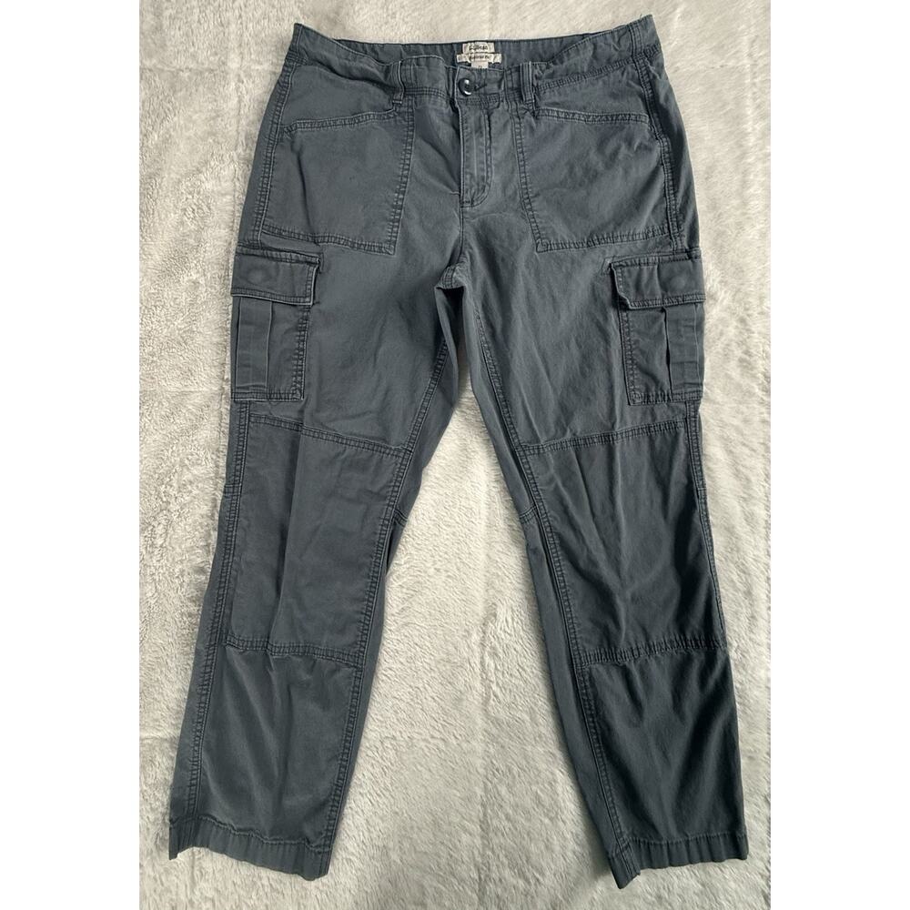LL Bean Favorite Fit Cargo Pants Womens 12P Petite Blue Hiking Tapered Mid-Rise